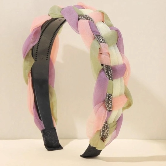 Rhinestone Braided Colorful Headbands - Picture 4 of 6
